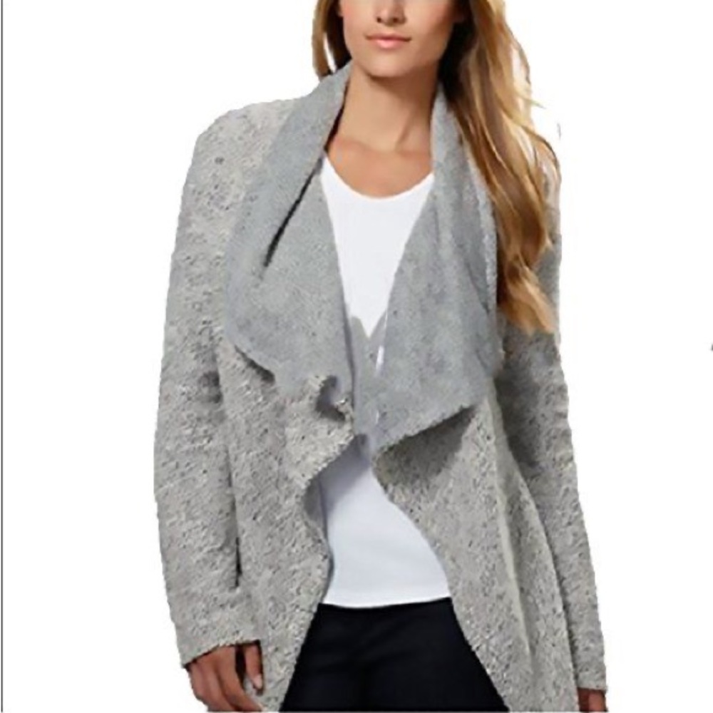Blanc Noir Drape-Front Cardigan
